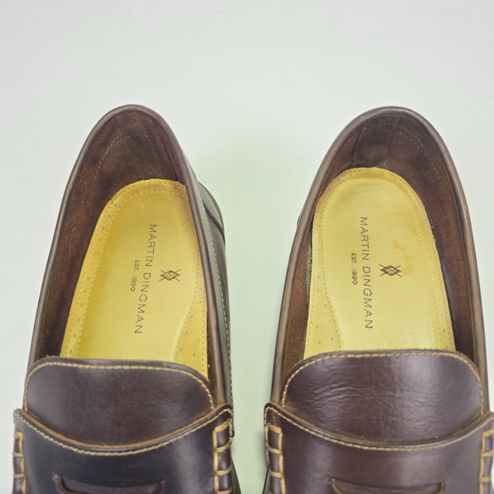 Martin Dingman "Bill" Water Buffalo Leather Penny Loafers - Brown Mens 11W - Picture 7 of 10